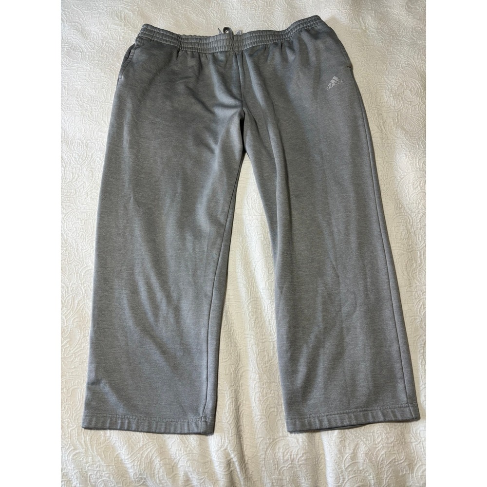 Adidas Mens 2XL Gray Fleece Sweatpants Straight Leg Athletic Lounge Pants